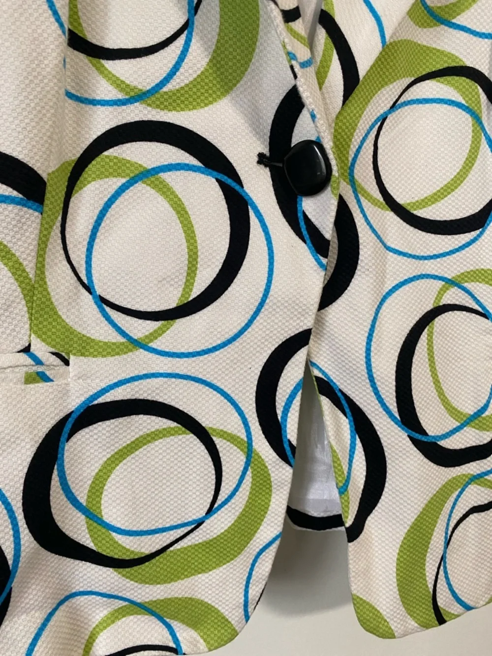SANDRO Sportswear Oodles of O's Green Black Blue Jacket Blazer Ring Print L - Picture 4 of 9